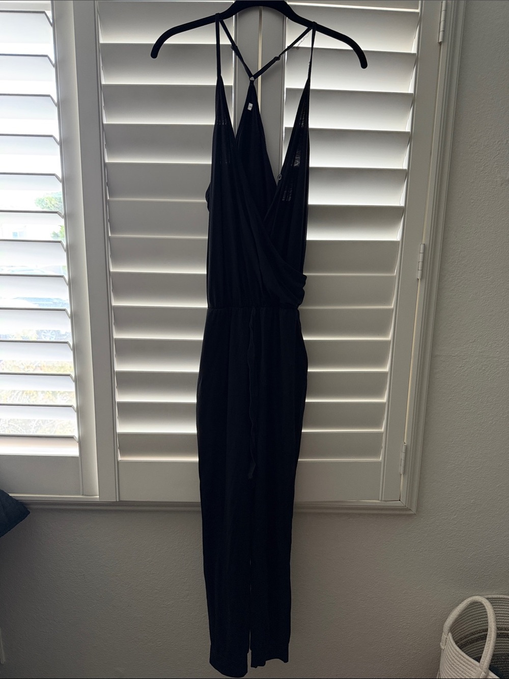 Black Strappy V-Neck Women's Jumpsuit